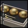 Golf Competition Paulownia Boxed Gold Leaf Golf Ball Tee Set Set of 3 [Entertainment Prizes] & (Triple)