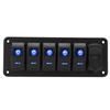 5 Gang Rocker Switch Panel 12V‑24V Dual USB Charger LED Voltage Display ON Off Switch for Truck RV Yacht