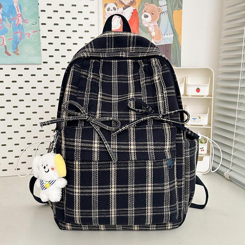 Zaino Scolastico Stile Giapponese Ins Campus Vintage a Quadri Zaino da Donna Autunno Inverno Ragazze Scuola Media Studenti Scuola Superiore Borsa Scolastica Zaino di Classe