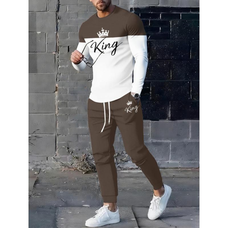3D Digital Print Long Pants And Sleeve Set, Loose Fit, Casual Wear, Modern Print, Fashionable Trendy, Comfortable Fabric, Quality Stitching