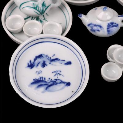 1Set Dollhouse Kid Pretend Play Miniature Dining Ware Porcelain Tea Set Dish Cup Plate TOY