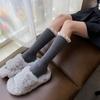 Women Winter Fall Vertical Striped Ribbed Knit Long Socks Japanese JK Sweet Frilly Ruffle Lace Trim Knee High Stockings