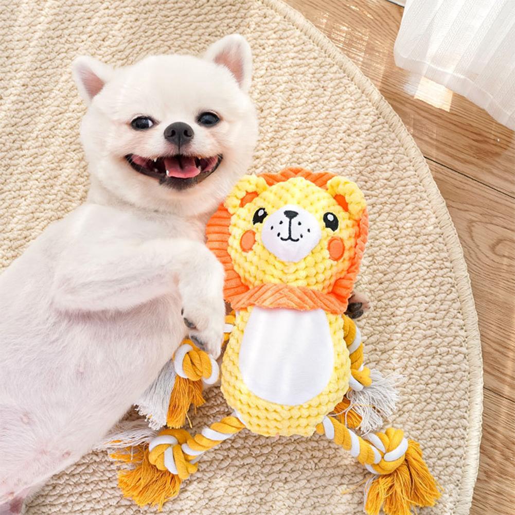Colorful Animals Shaped Dog Stuffed Plush Bite Toy Interactive Pet Toy for Fun Pet Cotton Rope Chew Resistan Squeaky Toy