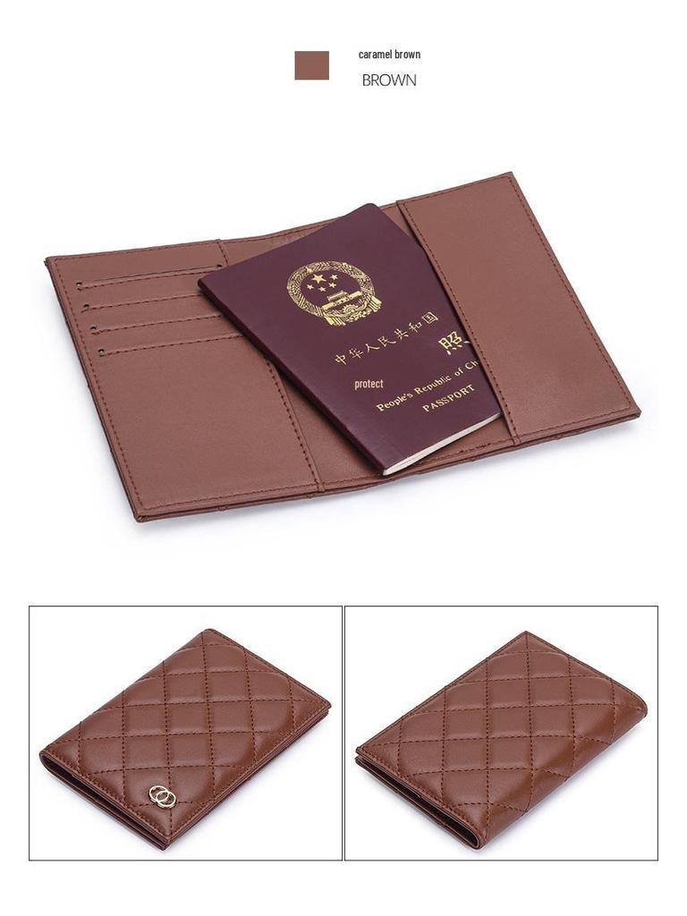 Chic Lambskin Diamond-Pattern Bi-Fold Passport & ID Wallet