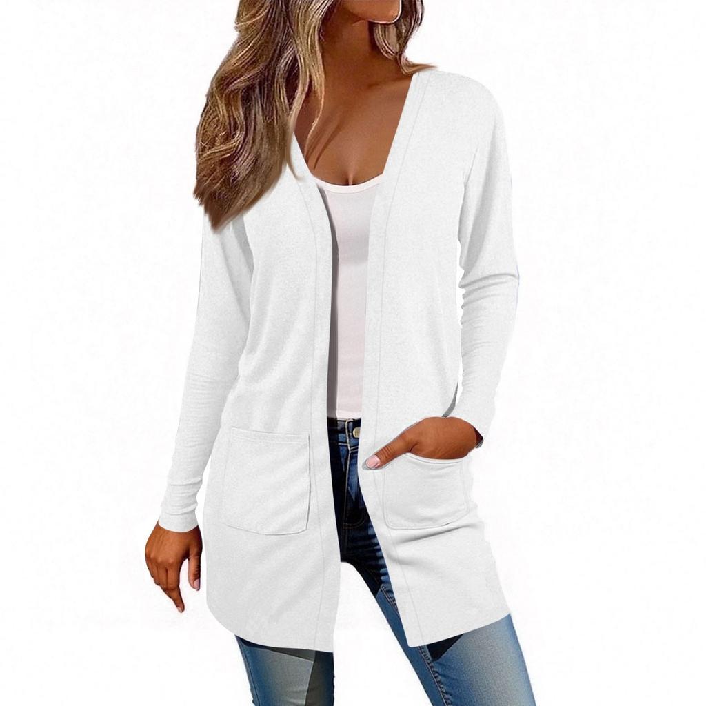 Women's Long Sleeve Cardigan Casual Jacket With Pockets Top