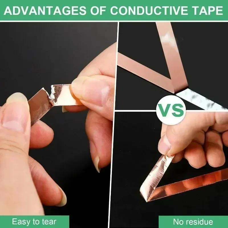 DIY Copper Foil Tape with Double-Sided Conductive Adhesive EMI Anti-static Repair Adhesive Tape Circuit Electrical Repair Tapes