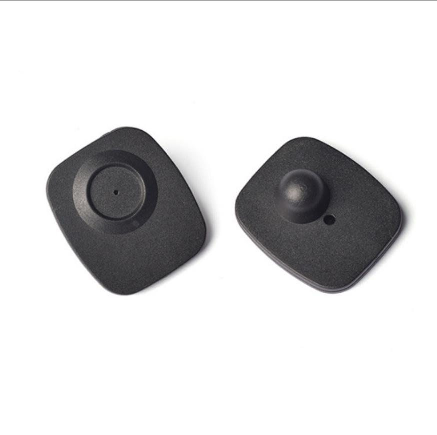 RF Anti-Theft Hard Tag for Clothing and Towels, Small Square, Black