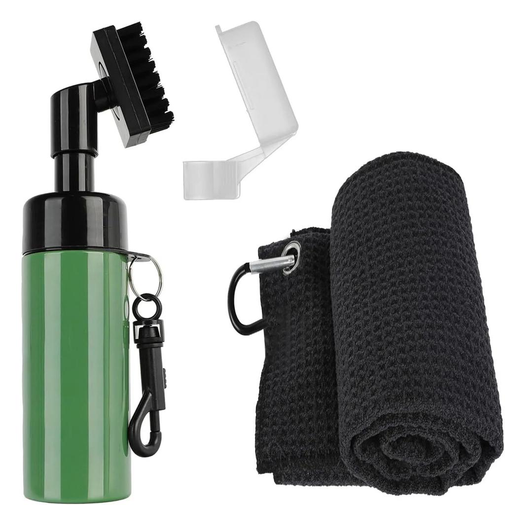 Zestaw do czyszczenia kijów golfowych, szczotka i ręcznik z mikrofibry, szczotka do rowków z butelką ze spryskiwaczem