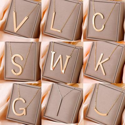 Minimalist Gold Plated Titanium Steel English Letter Pendant Necklace