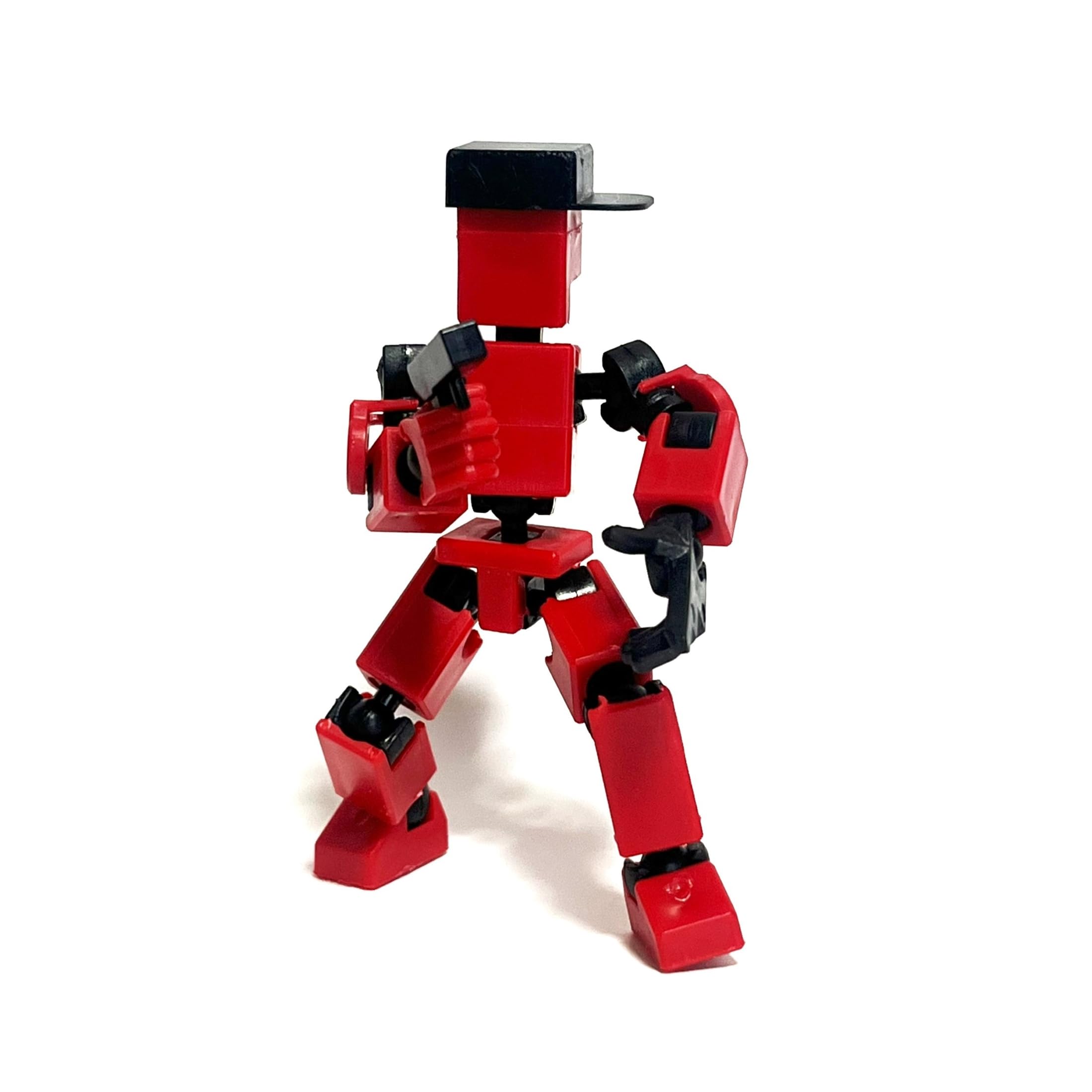 

articulated robot 3D action decorative assembly plastic articulated 9cm Block-shaped, figure, toy, model, doll, (red)