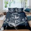 Nautical Duvet Cover Set Boat Pirate Bedding Set King Size Retro Sailboat Brown Comforter Cover Anchor Compass Vintage Quilt Set