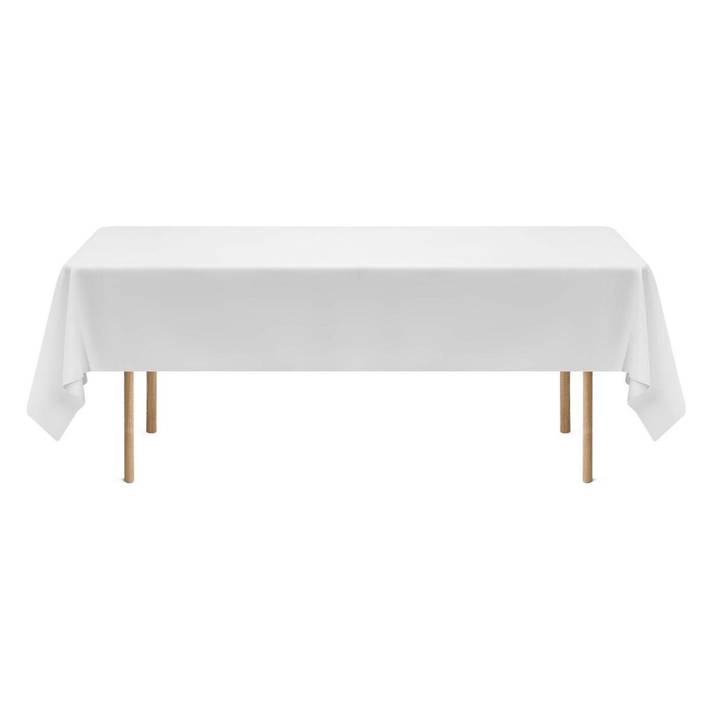 White Tablecloths for Rectangle Tables, 6 Pack, 60 X 102 Inches, Reusable and Machine Washable Table Clothes, Wrinkle-Resistant Polyester Fabric Table