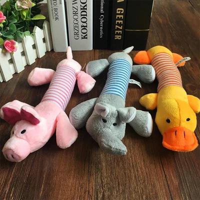 Süßes Haustierspielzeug für Hunde und Katzen, Plüsch, Quietschgeräusche, lustiges Fleece, langlebiges Kauspielzeug, passend für alle Haustiere, Elefant, Ente, Schwein