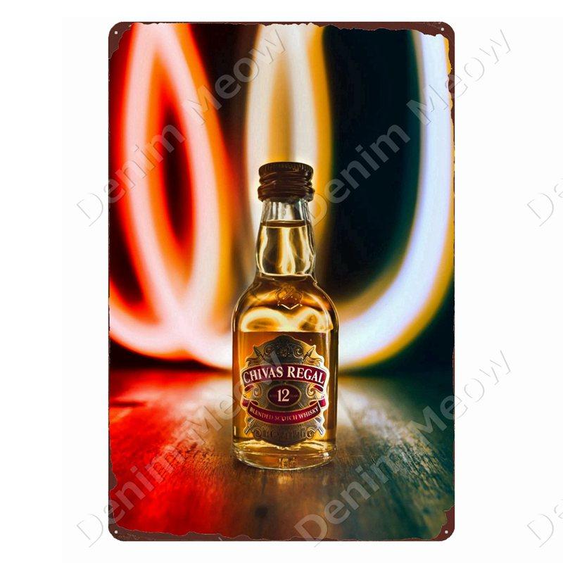 Whisky Märke Vintage Metallskyltar Man Cave Plåtskyltar After Hours Dekor för Bar Pub Klubb Alkohol Vodka Väggdekoration ZSS103