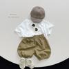 Children's Summer 2025 Cotton Linen Blouse - Korean & Japanese Style Short Sleeve T-shirt for Boys and Girls