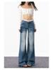 Fashionable Comfortable Vintage Wide Leg Jeans Female Autumn Skinny Low Waist Loose Straight Peplum Trousers Jeans for Women Long Denim Pants