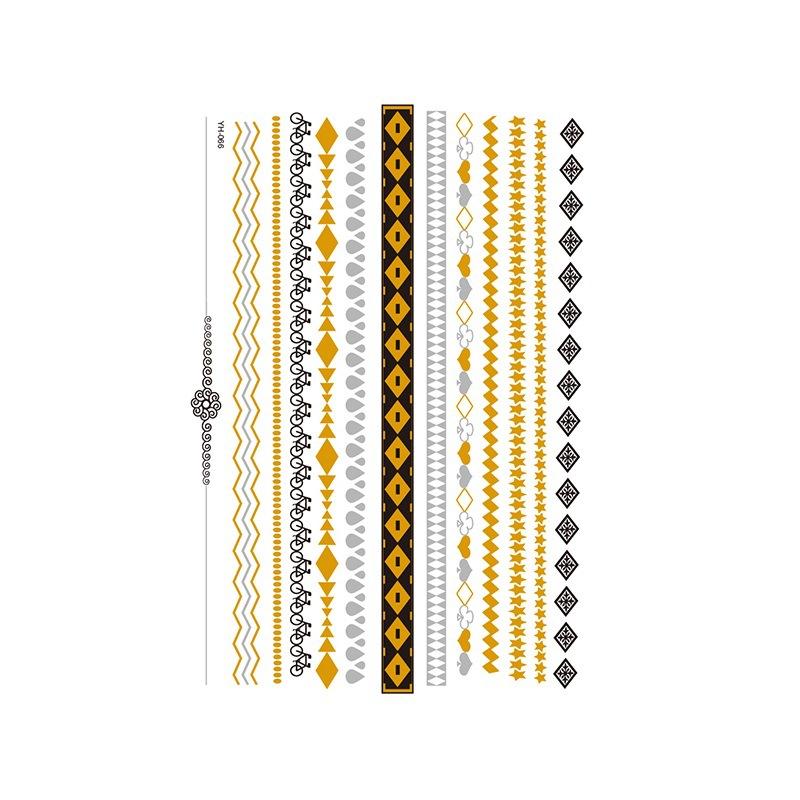 Yh Retro Large Bronzing Tattoo Sticker Waterproof Tattoo Sticker Amazon Set Hot Silver Color Printing Sticker