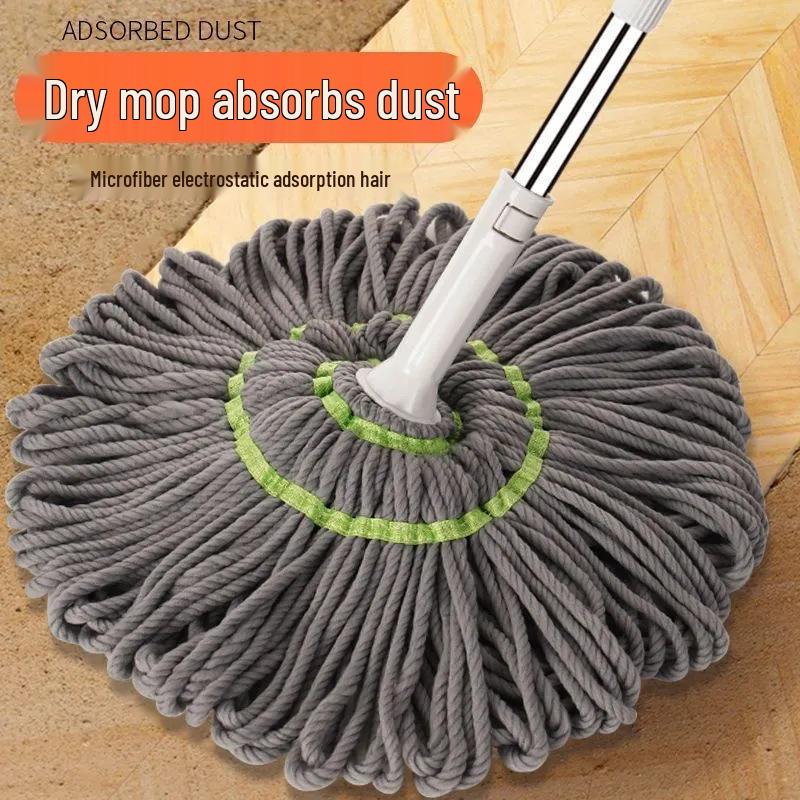 Large Area Hand-Free Lazy Mop with Removable Mop Head for Easy Wringing and One-Wipe Cleaning