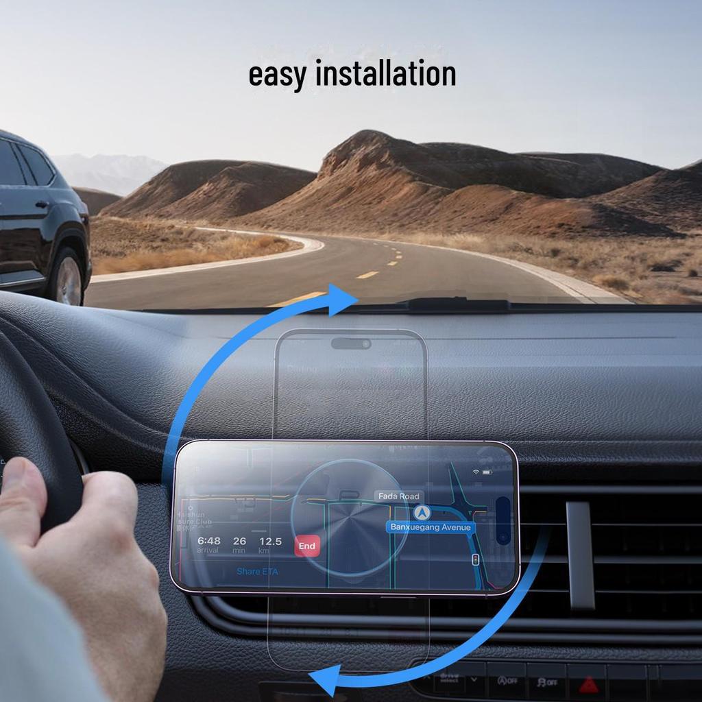 Jiletang 15W Carregador Magnético Sem Fio para Carro e Suporte para Telefone