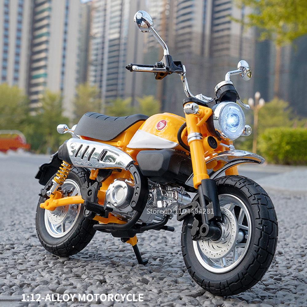1:12 Honda Monkey Cbr1000 Motorcycle Model Diecast Alloy Car Toys Front Wheel Steering Shock Absorption Function Vehice Kid Gift
