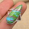 Rainbow Calsilica Gemstone Handmade 925 Sterling Silver Ring Jewelry For Thanksgiving