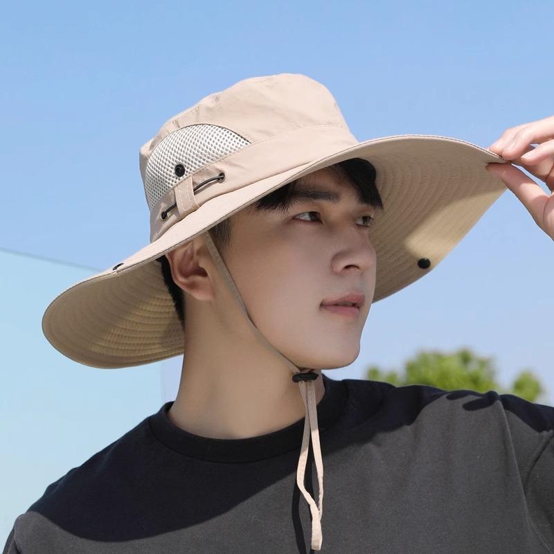 Men's Summer Sun Hat Outdoor Mountaineering UV Protection Sun Hat Fishing Hat Cover Full Face Quick Drying Bucket Hat