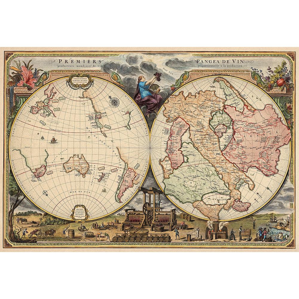 Non-woven/Canvas Retro Map Theme Series Background Cloth Wall Art Poster Decor No Frame