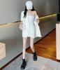 Women's Retro French Ruched Slim-Fit Spaghetti Strap Dress - Petite Summer Skirt