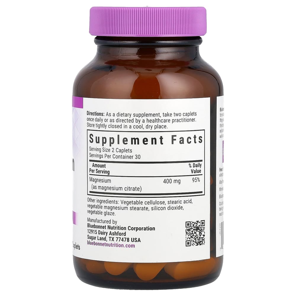 Bluebonnet Nutrition Magnesium Citrate 400mg (200mg per Tablet) 60 Tablets