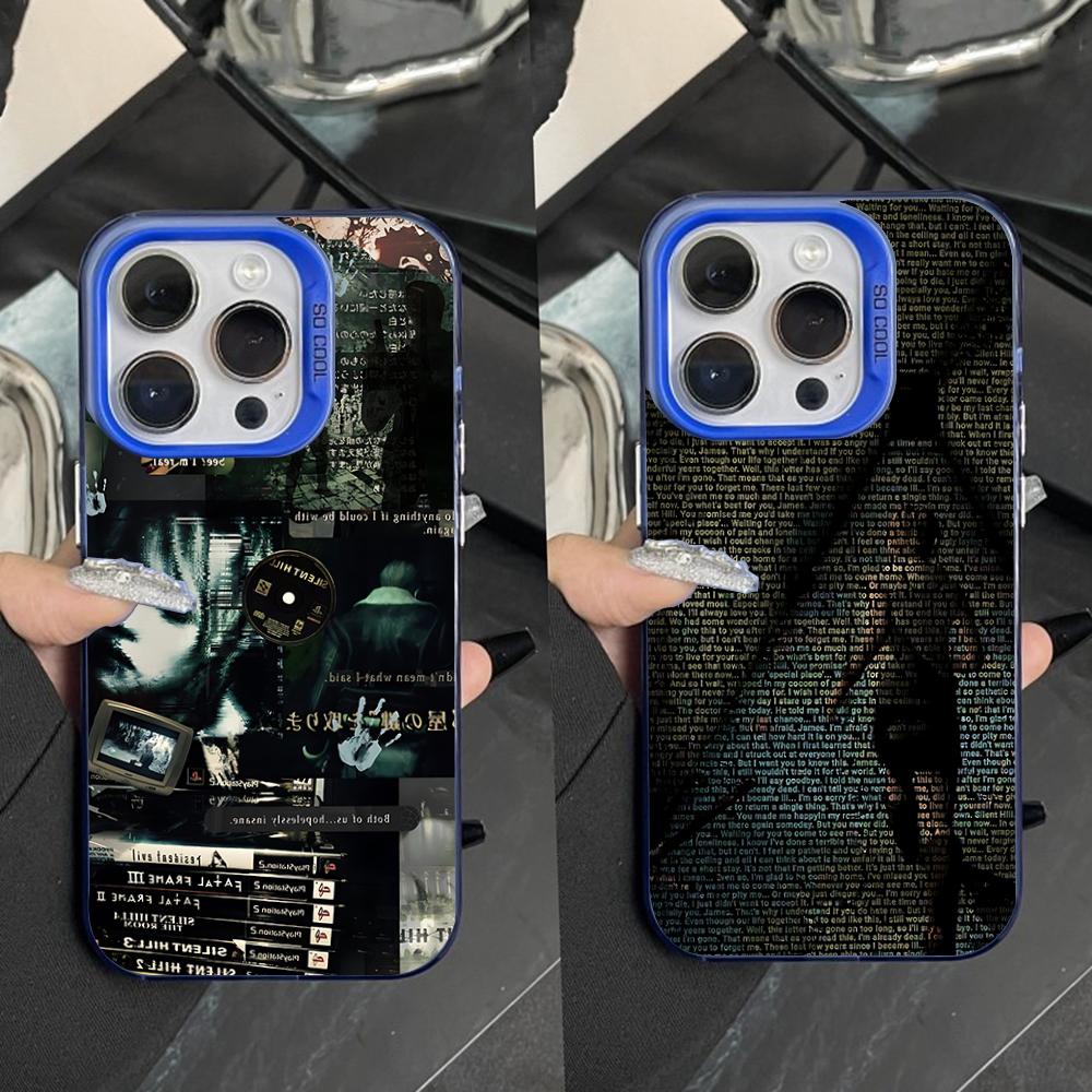 S-Silent Horror Hill Game Phone Case For iPhone 16,15,14,13,12,11,Pro,Max,Plus,Mini,XS,SE Anti Fall Blue Matte Hard Bumper