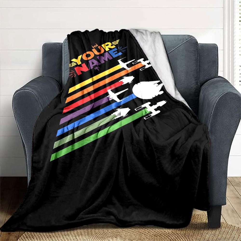 Star Wars Personalized Name Blanket Gift Personalized Blanket Comfortable Versatile for Livingroom Home Decor Couch Sofa Ideal for All Seasons