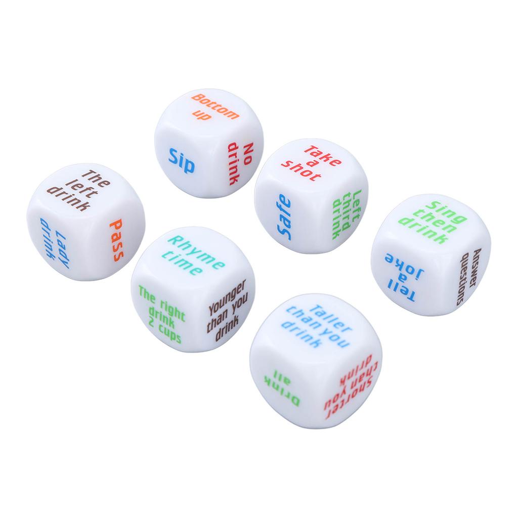 6PCS Large Drinking Dice Set Drinking Game Dice Bar Turnt Drunk Frenzy Party Rolling Decider White