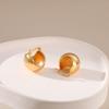 Gold Plated Textured Hollow Half Ball Hoop Earrings