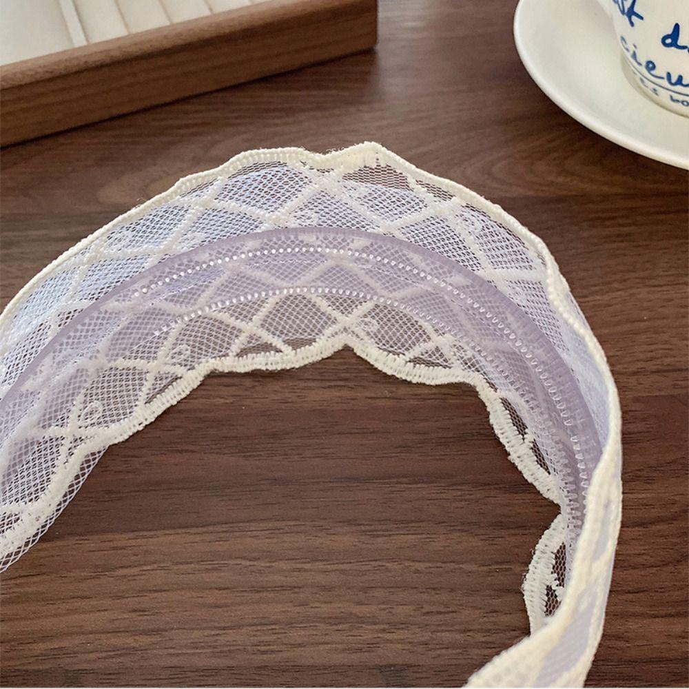 Bowknot Embroidery Lace Headband Wide Edges Mesh Hair Hoop All-match Bow Hair Band Girls