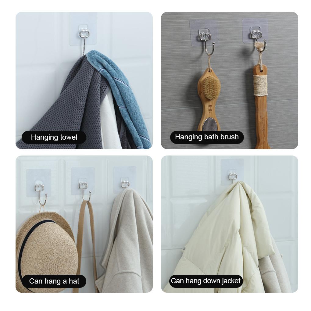 Storage Hook Hanger Self Adhesive Hook Adjustable Wall Rack Kitchen Bathroom