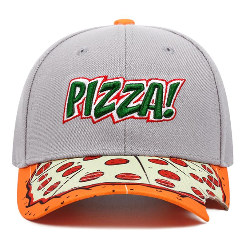 New Pizza Design Embroidered Baseball Hat Novel Trendy Hiphop Hat Sunshade Hat Unisex Outdoor Sports Leisure Decorative Hat
