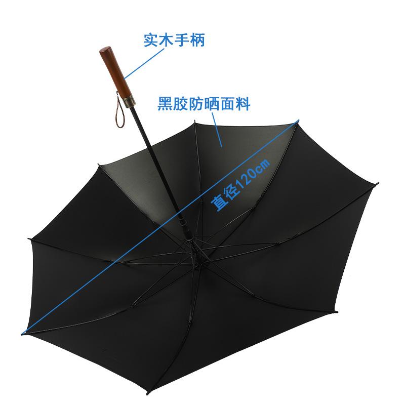 New Retro Solid Wood Long-handled Umbrella 8-bone Men's Double Vinyl Umbrella Lettering Umbrella