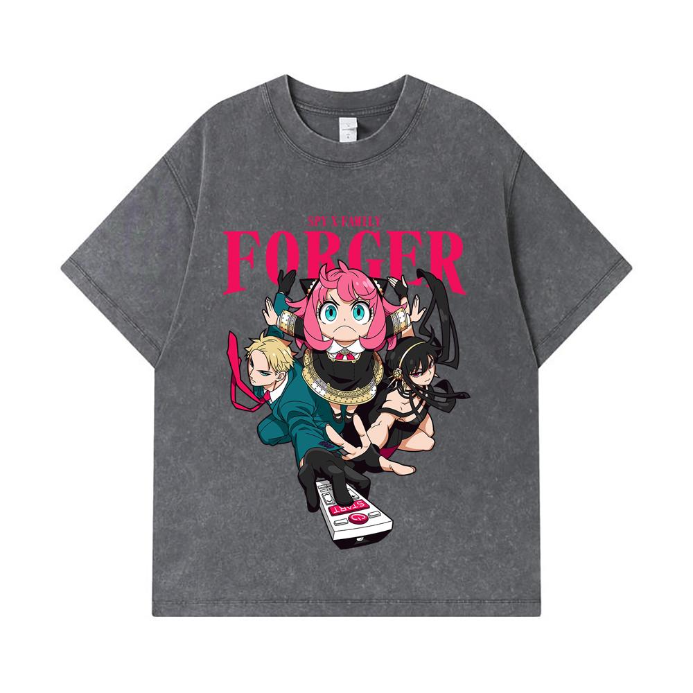 275 GSM Washed T-shirts 100% Cotton Spy X Family V1 Forger Print Unisex Heavy Cotton T Shirt