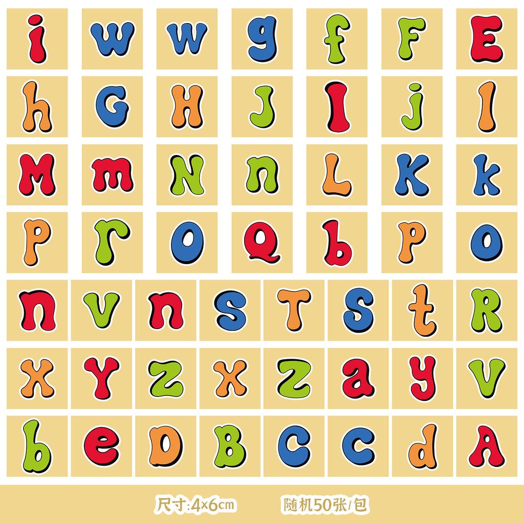 50 English Letter Stickers Mobile Phone Water Cup Waterproof DIY Decorative Stickers Children's Hand Account Stickers