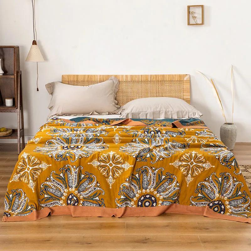 

Хлопковое одеяло в богемном стиле для кровати, этническое полотенце для дивана, мягкое одеяло и пледы, дышащая марля, крутое одеяло, покрывало королевского размера, простыня 150x200cm
