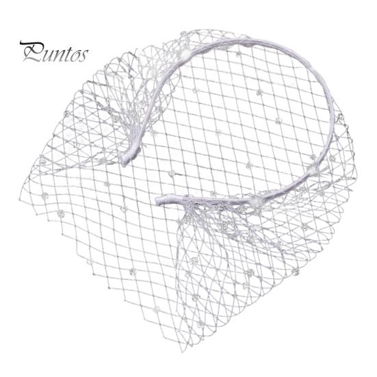 

Ретро обруч для волос, блестящие стразы, инкрустированные сетчатым дизайном, эластичная повязка на голову, косплей-вечеринки, повязка для волос ручной работы, аксессуар для косплея белый