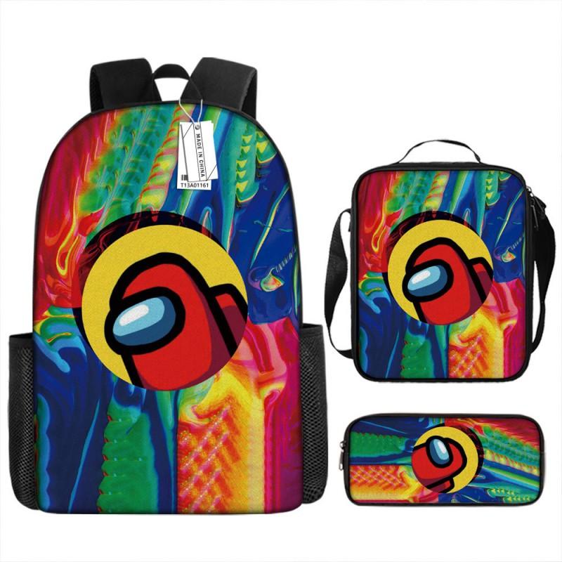 Among Us Themed School Backpack Set Kids - 3PCS Shoulder Bag Pencil Case Oxford Fabric Breathable Waterproof