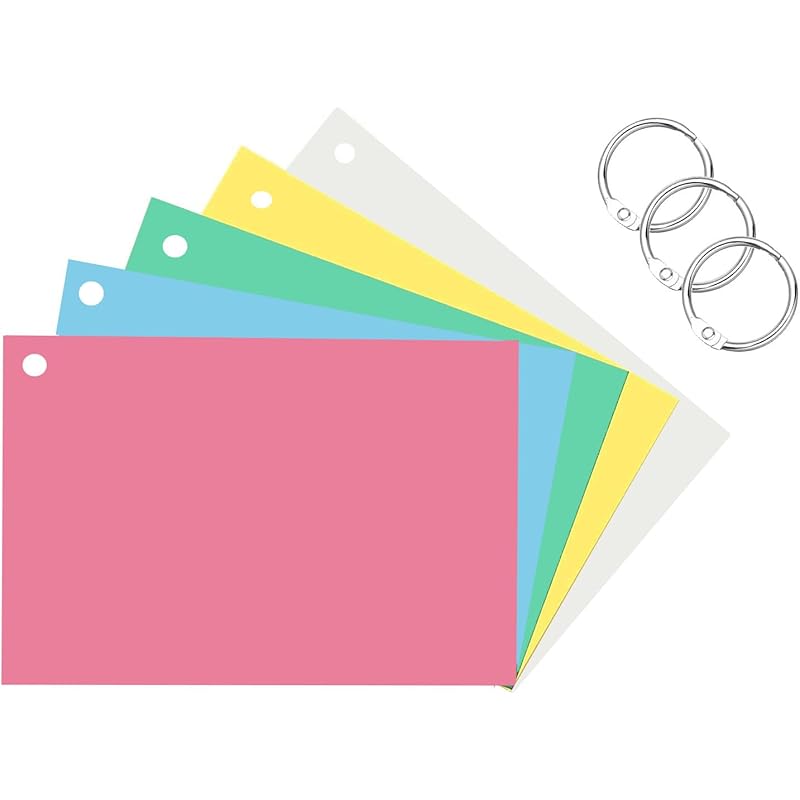 

Accuprints 200 Coloured Index Flash Cards Tray - 5 Colours - 3X5 Inch - 200 Cards - Free Binder Rings - 200 Gsm Thick (U Pack Of 200