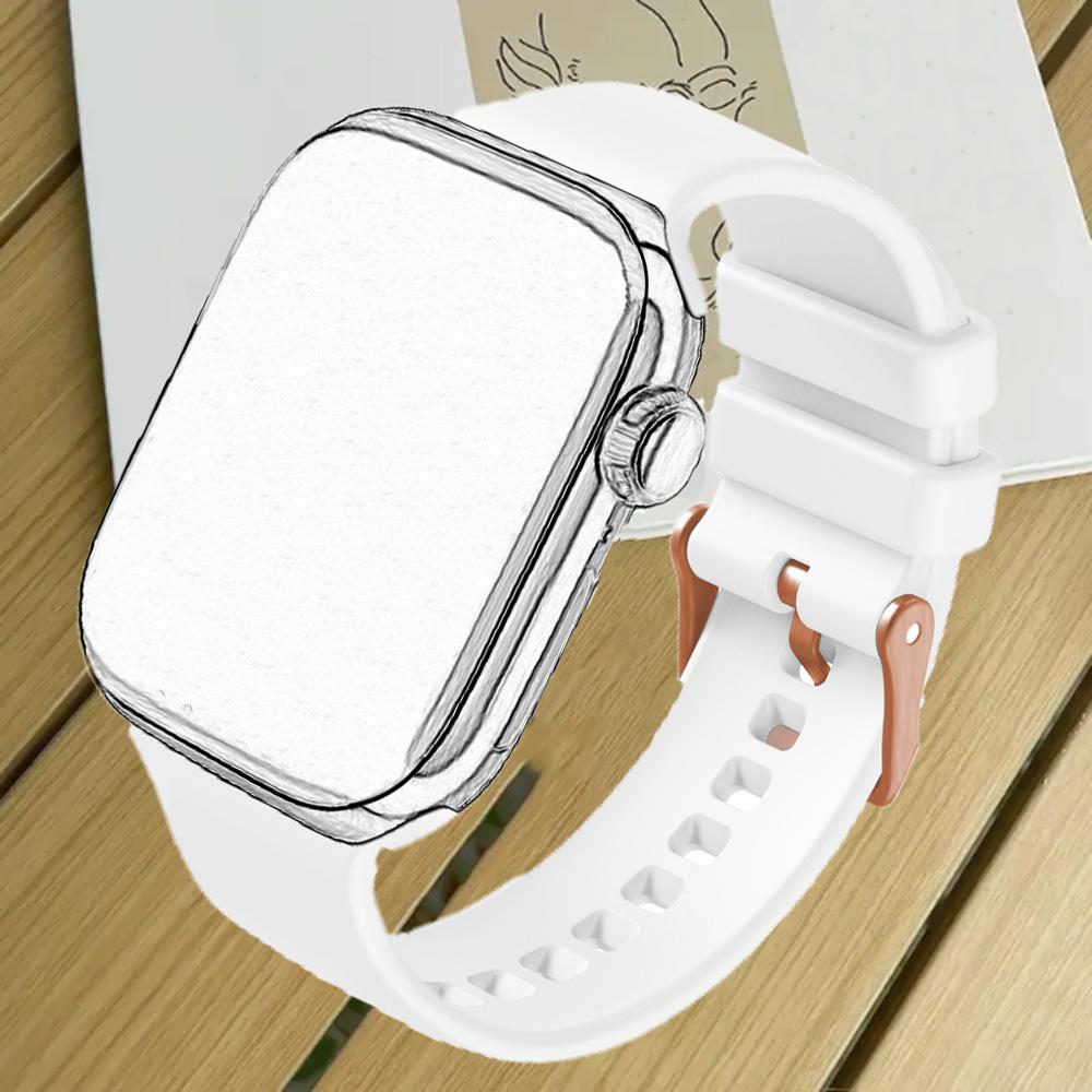 

Silicone Adjustable Strap For Apple Watch 38/40/41/42mm Soft Bracelet For IWatch Series 10/9/8/7/6/5/4/SE/SE2 Watch Accessories 41 40 38 S10-42mm белый