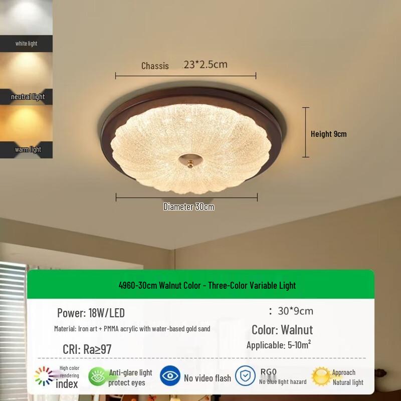 Pailide Retro Iron Art Eye-Protecting LED Ceiling Lamp