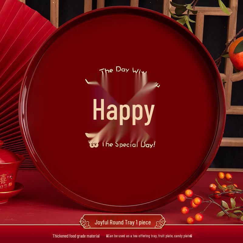 Red Wedding Toasting Tray: Tea, Fruit, Candy Dish – Wedding Supplies, Happy Tray by Wang Jin