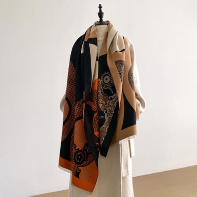 Fashion Winter Scarf Women Print Imitation Cashmere Warm Pashmina Foulard Luxury Scarves Wraps Thick Soft Bufanda Lady Shawl for Daily Use
