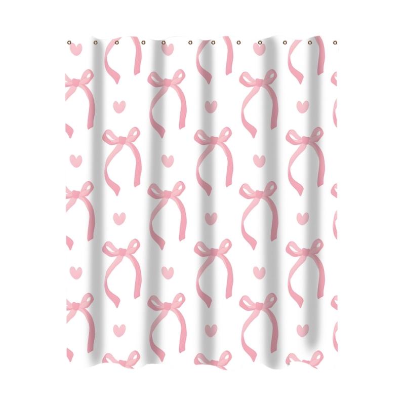 Waterproof Shower Curtain Vibranted Watercolor Bows Design Polyester Bathroom Decoration Easy To Clean