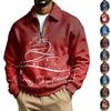 Herren lässiger Sweatshirt mit Kragen und Weihnachtsdruck