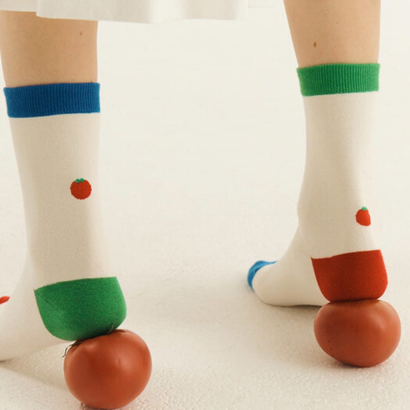 PINZLE [PINZLE X IHM] Family Socks - Tomato (Ivory)